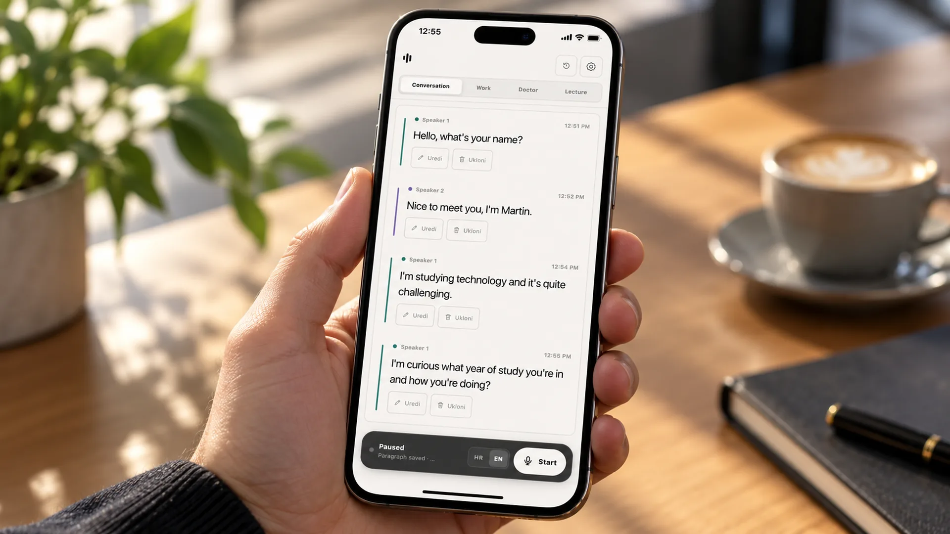 Clarity live transcript interface