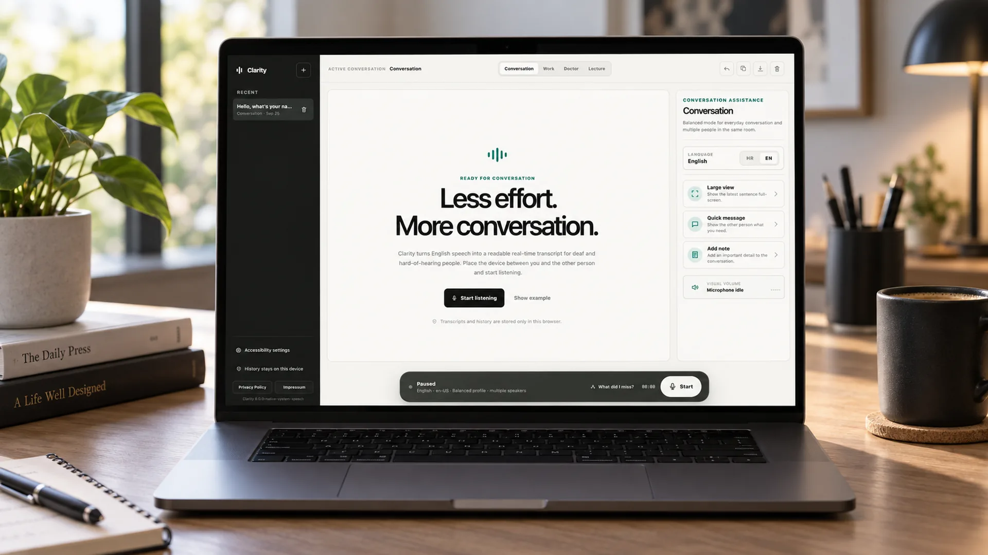 Clarity language and voice controls