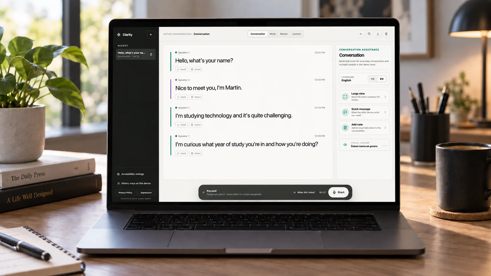 Clarity responsive application interface